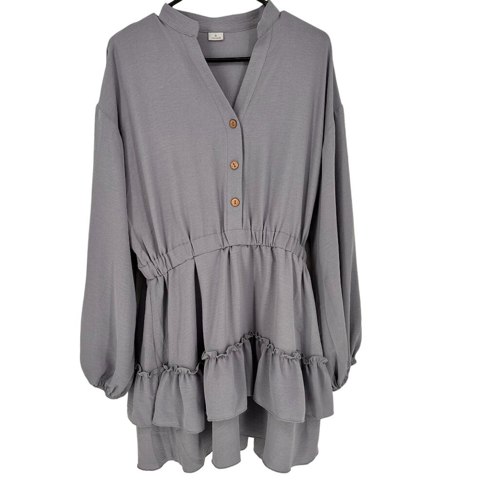 Toppies 100 Polyester Dress Ruffle Long Sleeve Women Large Blue